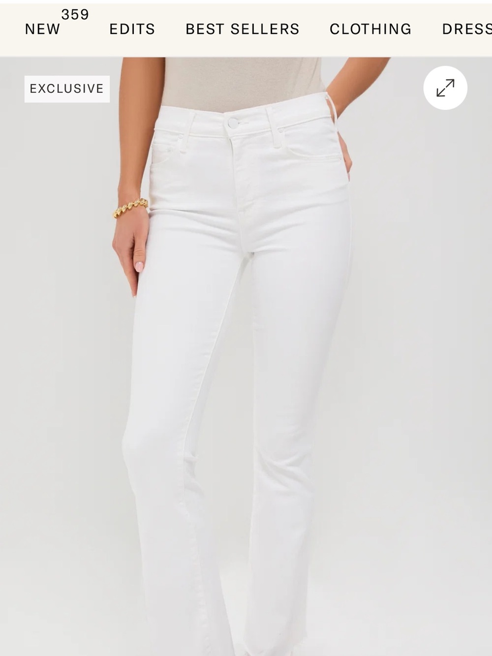 MOTHER White High-Rise Slim Bootcut Jean